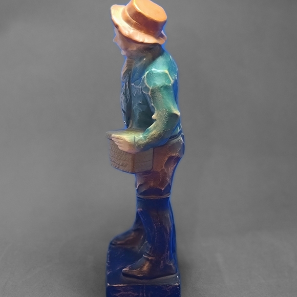 Vintage German Hand Carved & Painted Wood Figurine Fisherman - Picture 6 of 10